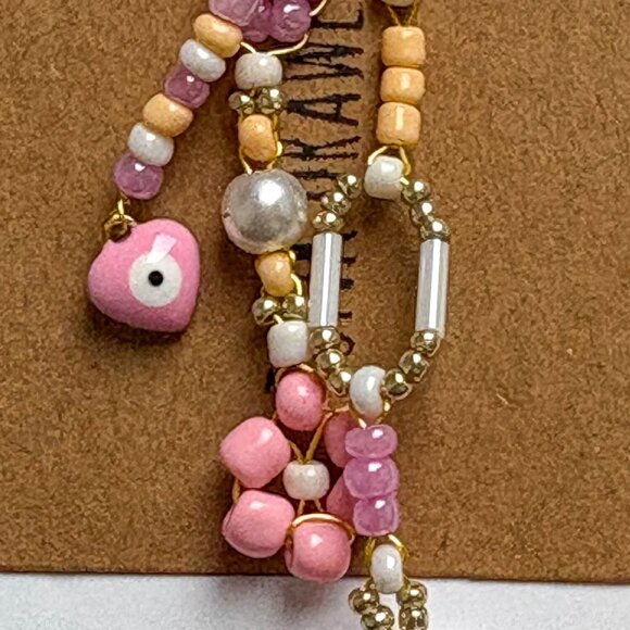 Handmade Pink Beaded Keychain - Picture 3 of 3